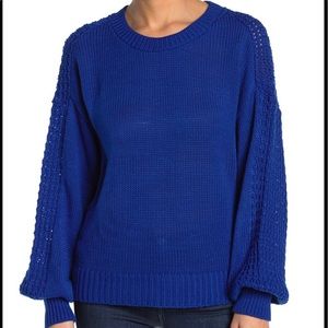 Abound Chunky Open Knit Balloon Sleeve Sweater NWT